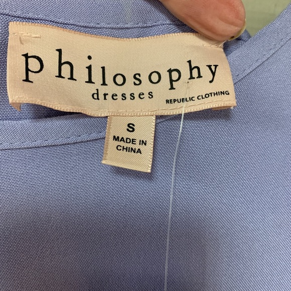 Philosophy Blue Ruffle Beaded Back Dress Boho - Picture 5 of 9